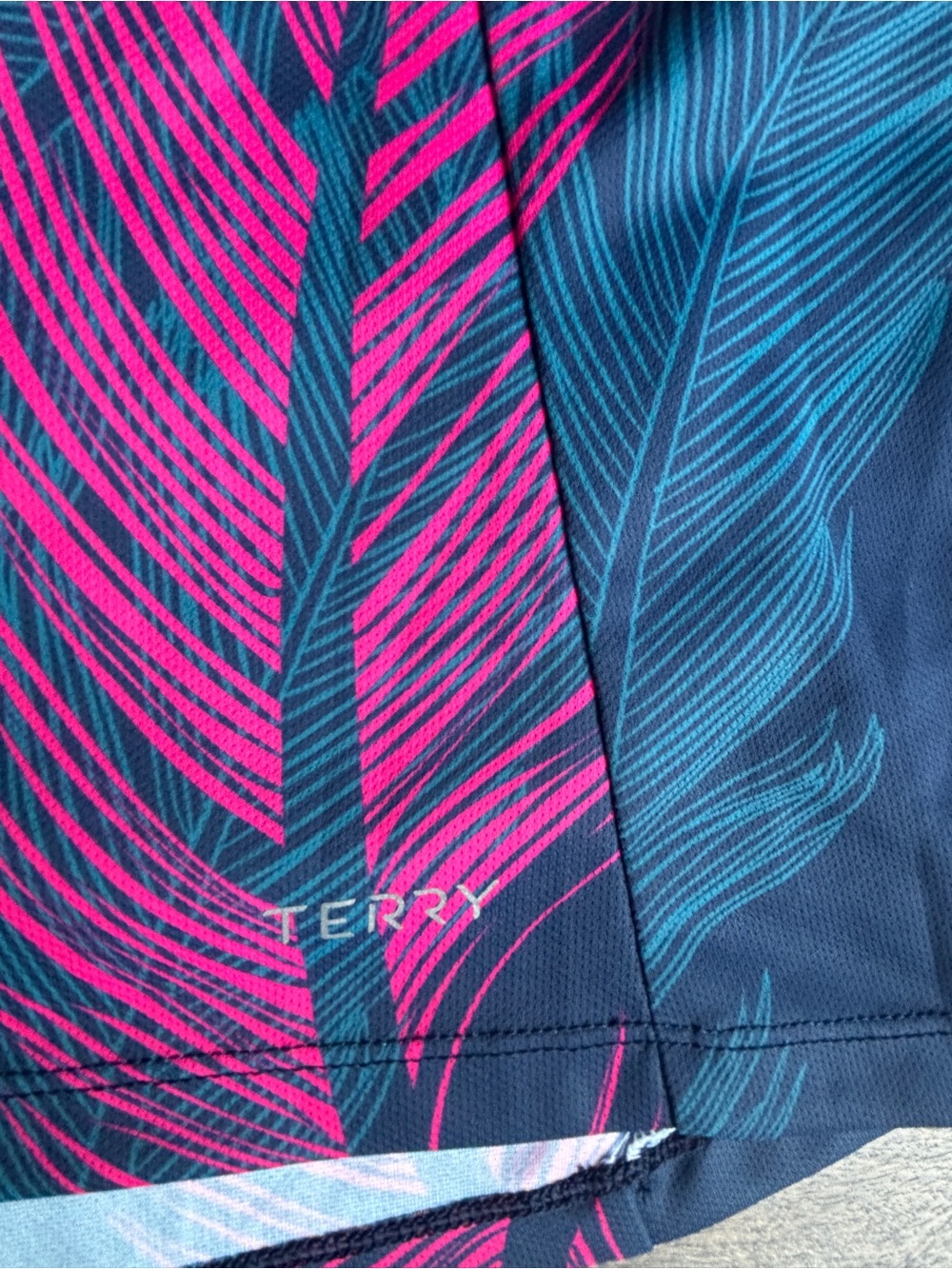 Terry Cycling Mesh Sleeveless Bike Jersey Tank Top Pink Blue Feathers Pockets L - Picture 5 of 12